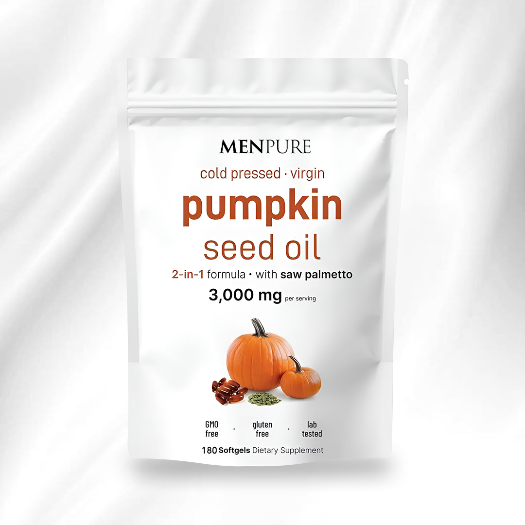 Menpure Pumpkin Seed Oil Softgels for Prostate, Urinary, Hair & Heart Health