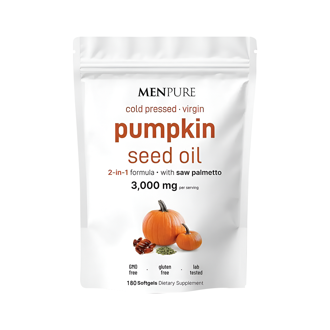 Menpure Pumpkin Seed Oil Softgels for Prostate, Urinary, Hair & Heart Health