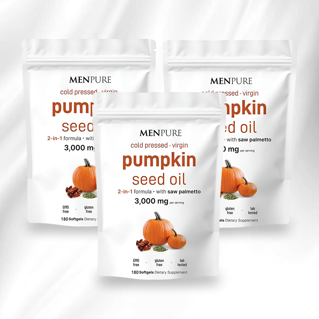 Menpure Pumpkin Seed Oil Softgels for Prostate, Urinary, Hair & Heart Health