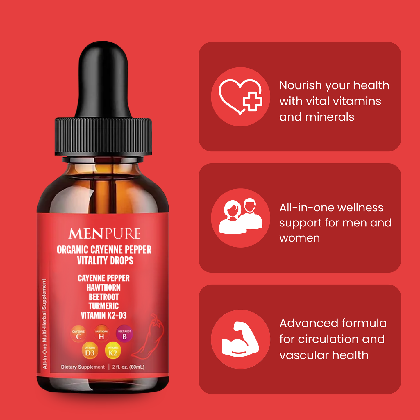 Menpure Organic Cayenne Pepper Vitality Drops