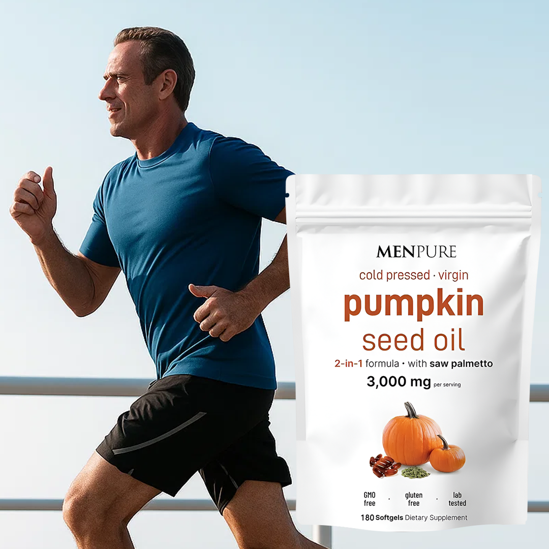 Menpure Pumpkin Seed Oil Softgels for Prostate, Urinary, Hair & Heart Health