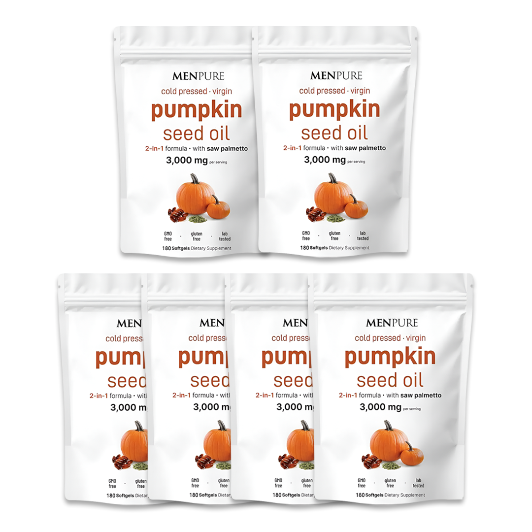 Menpure Pumpkin Seed Oil Softgels for Prostate, Urinary, Hair & Heart Health