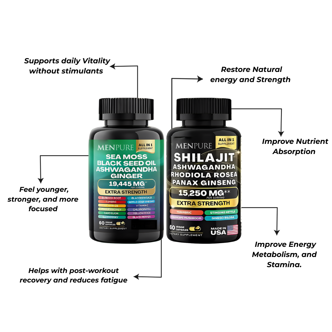Meet the Menpure Sea Moss & Shilajit Capsules Bundle, Your All-in-One Daily Wellness Formula