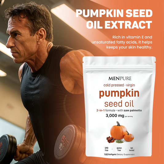 Menpure Pumpkin Seed Oil Softgels for Prostate, Urinary, Hair & Heart Health